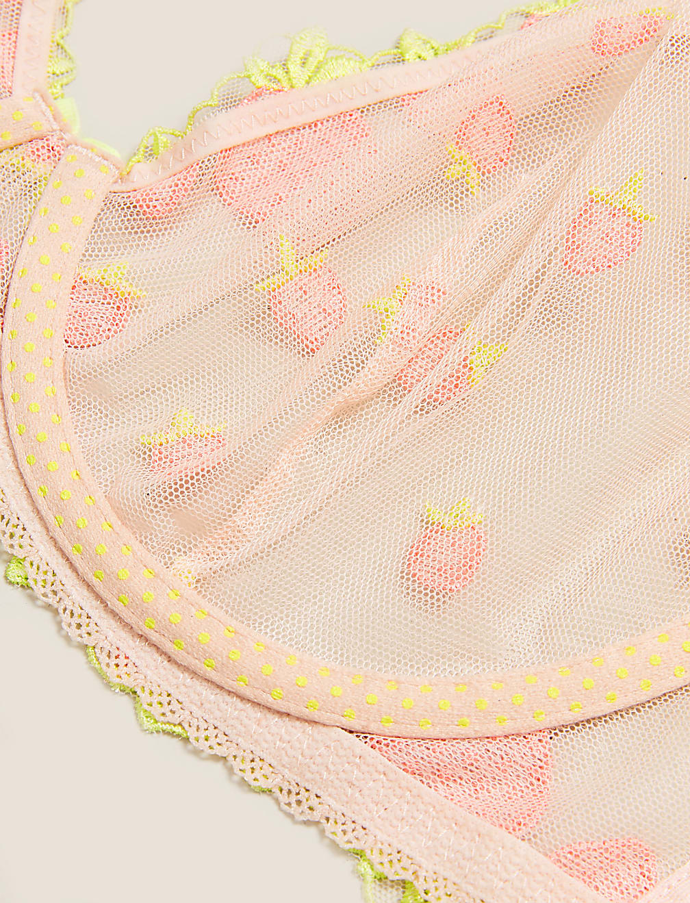 Strawberry Embroidered Plunge Bra