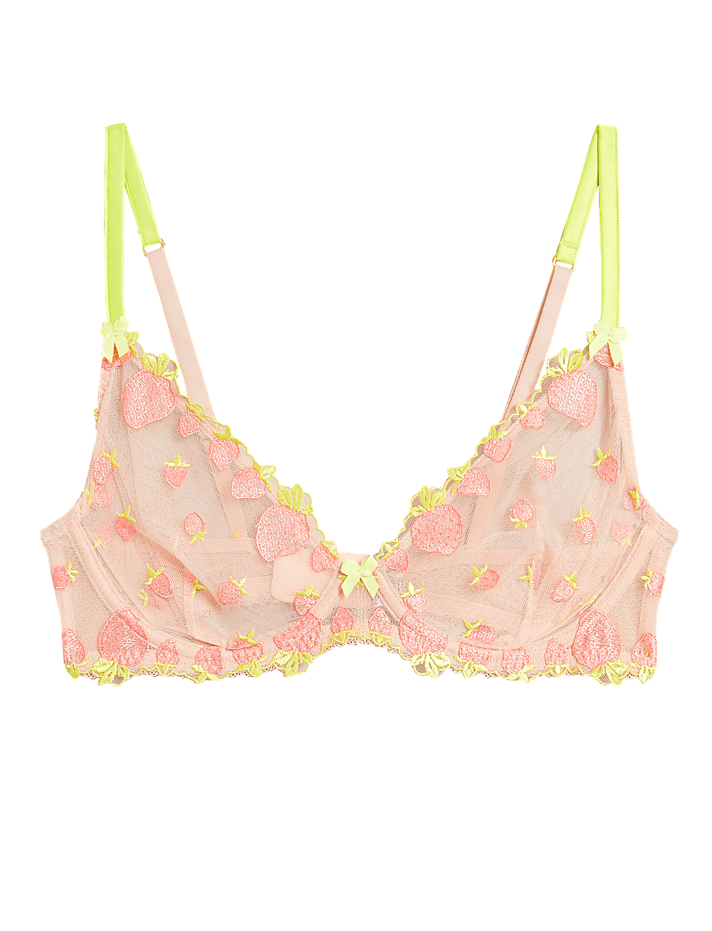 Strawberry Embroidered Plunge Bra