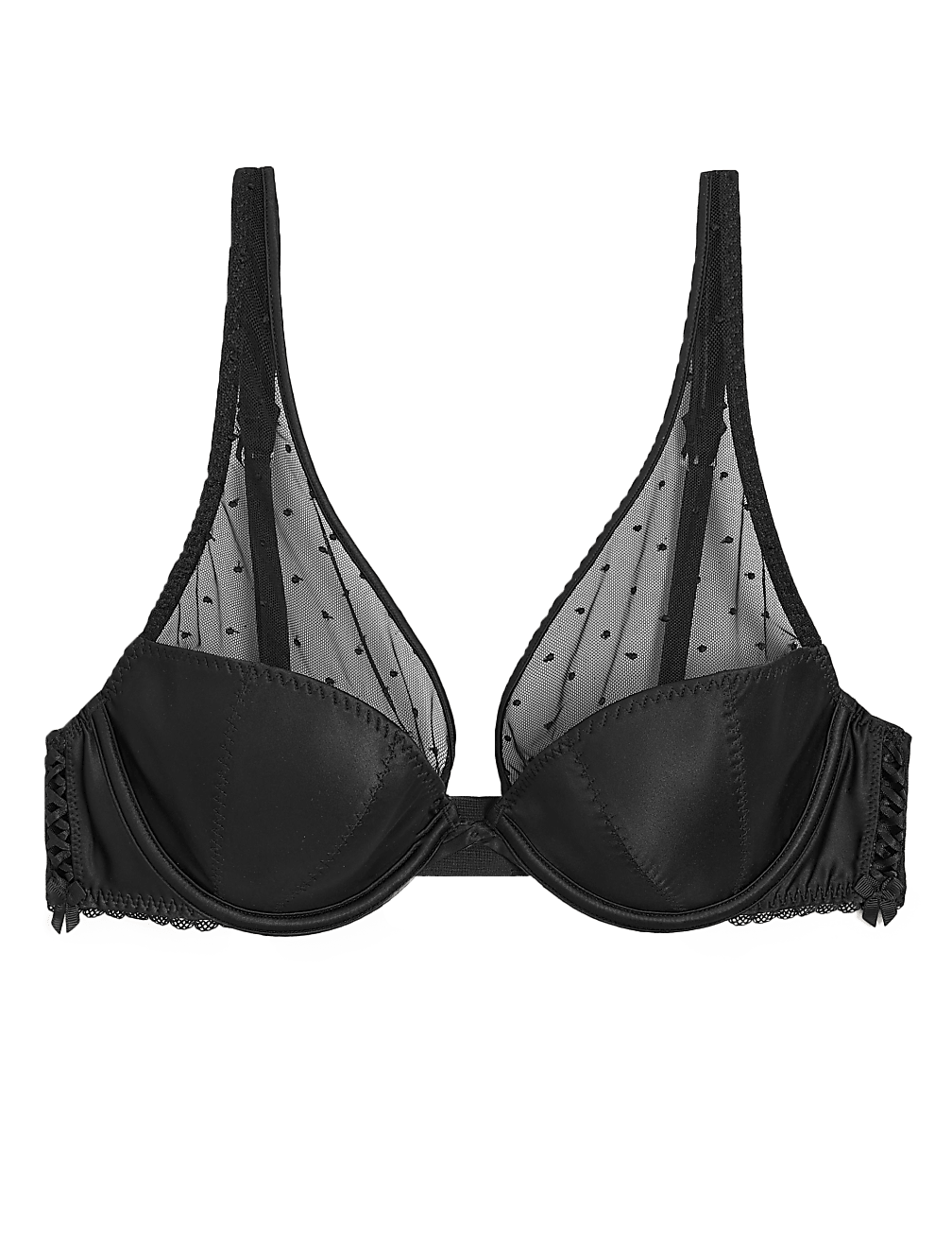 Spot Embroidery Underwired Plunge Bra