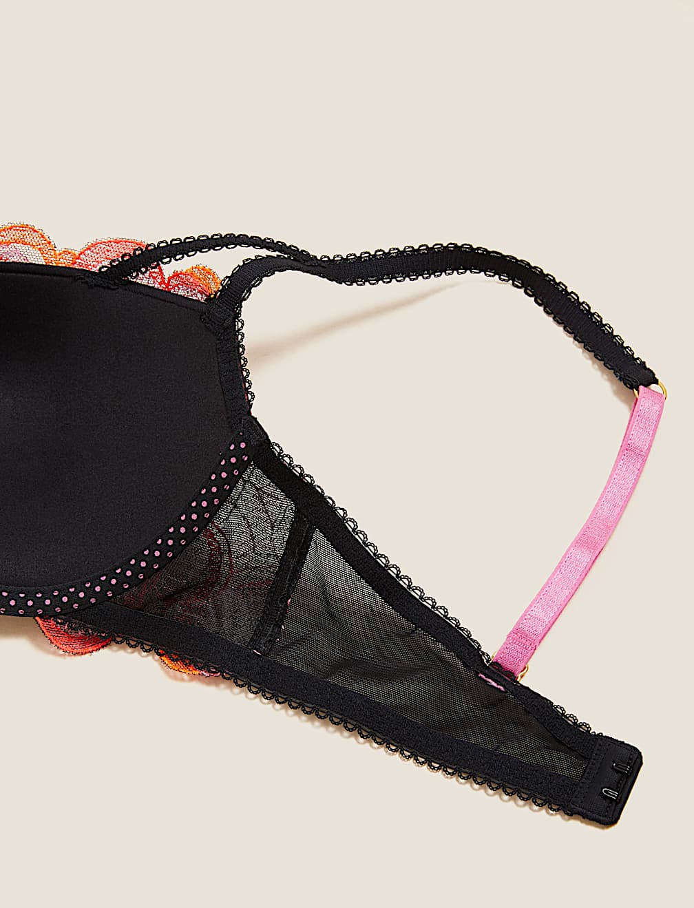 Embroidered Underwired Push-Up Balcony Bra A-DD