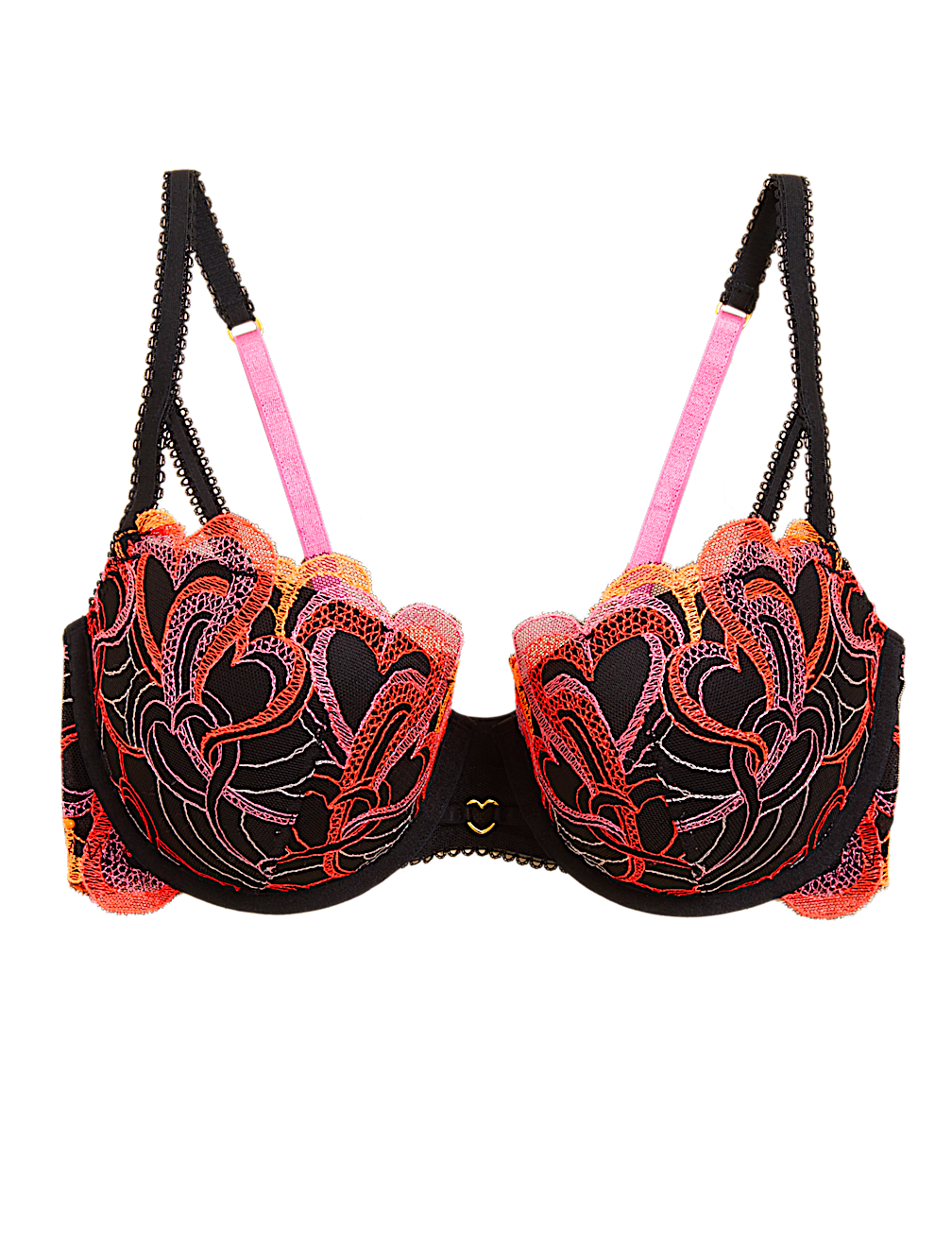 Embroidered Underwired Push-Up Balcony Bra A-DD