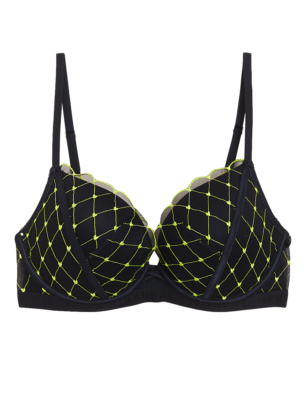 Lucia Heart Embroidery Wired Plunge Bra A-E