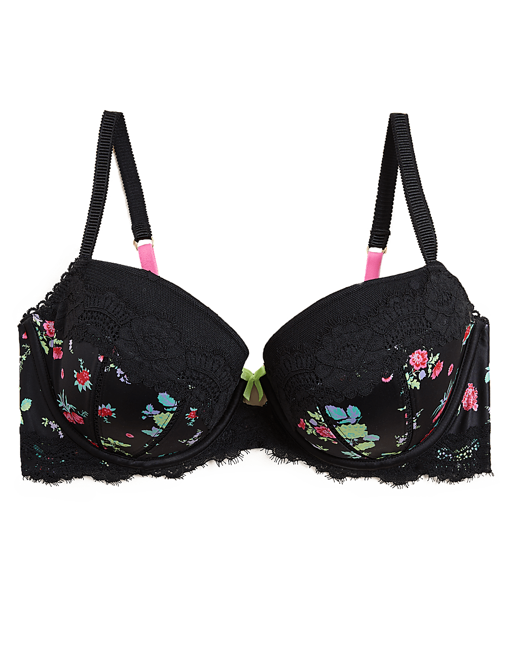 Emilia Satin Floral Wired Balcony Bra A-E