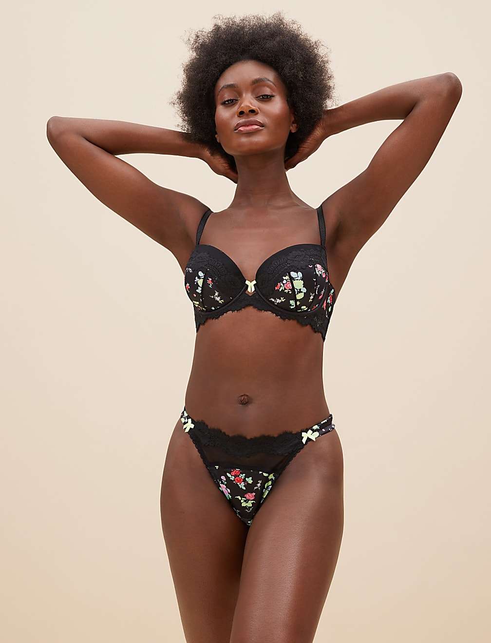 Emilia Satin Floral Thong
