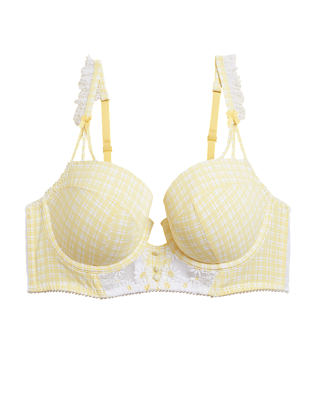 Delphy Gingham Wired Longline Balcony Bra A-E