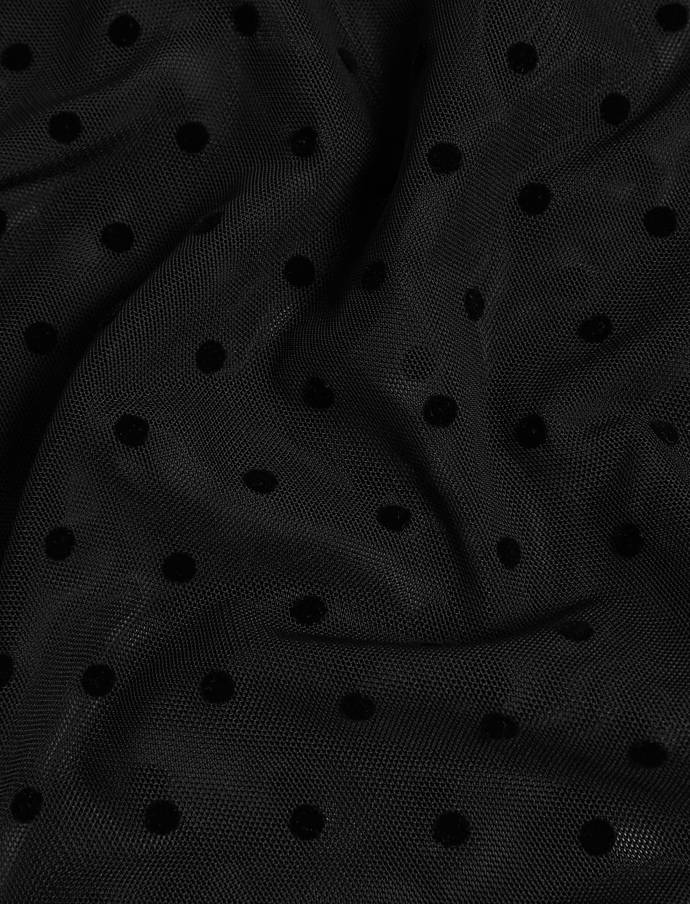 Spot Mesh Long Sleeve Top