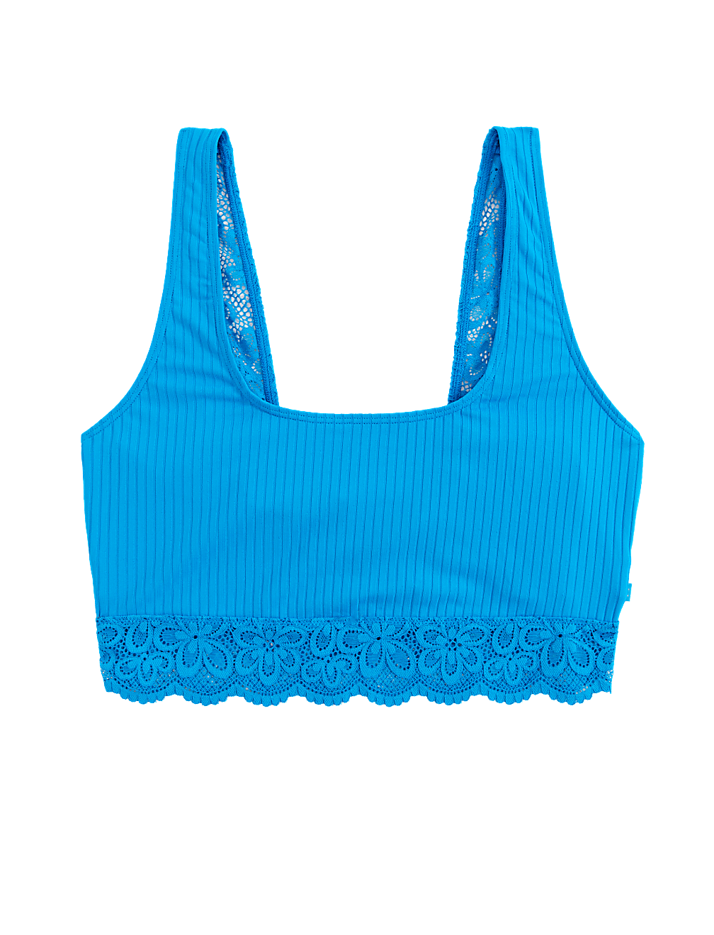 Cleo Rib & Lace Non Wired Crop Top