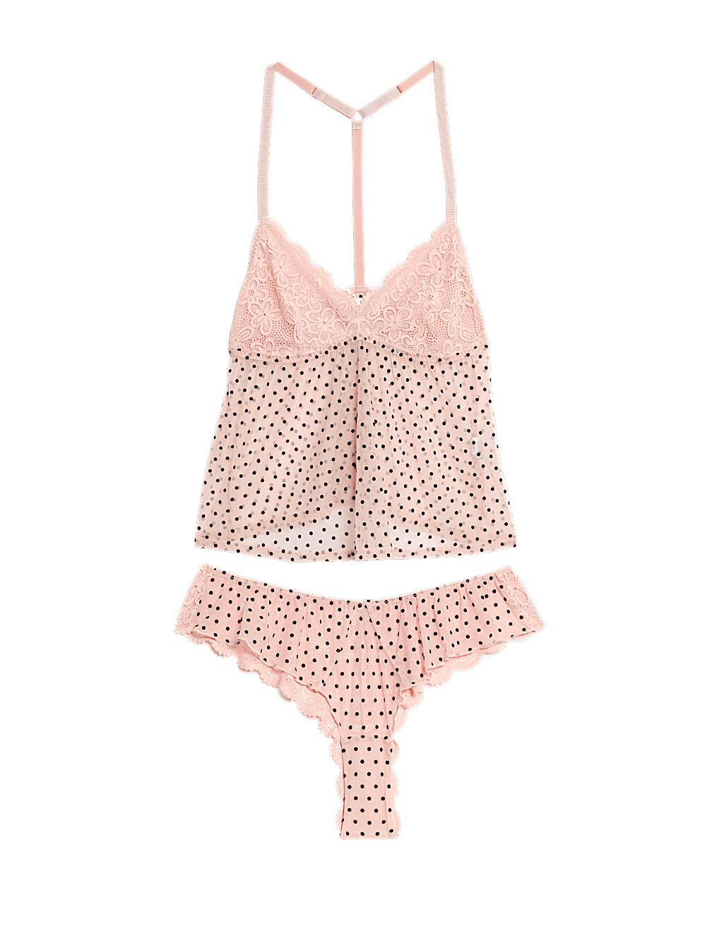 Alma Lace & Flock Print Cami Set