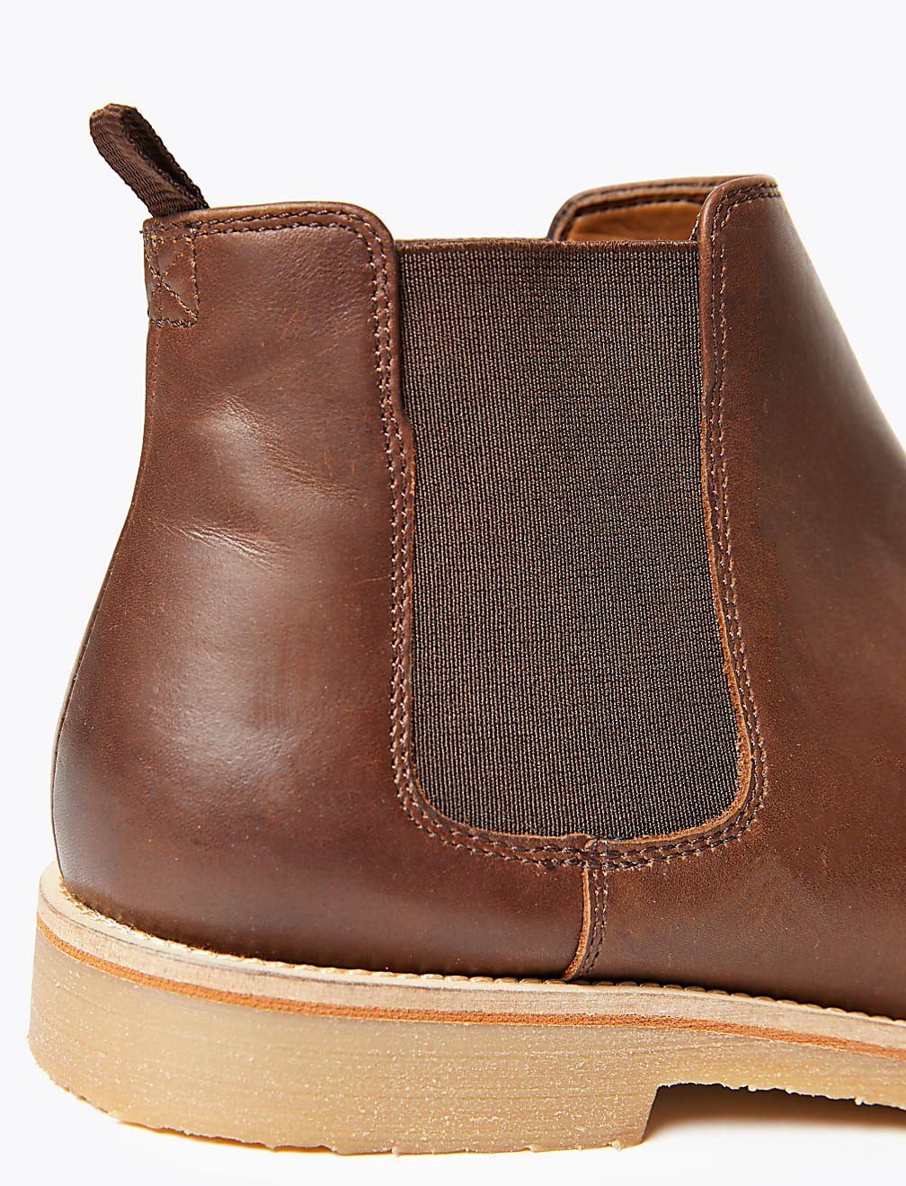 Leather Crepe Sole Chelsea Boots