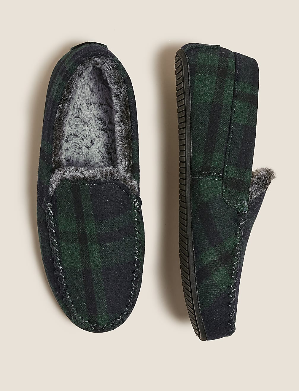 Checked Moccasin Slippers with Freshfeet™