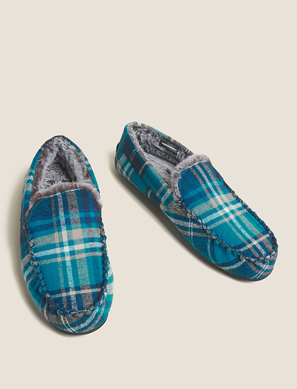 Checked Moccasin Slippers with Freshfeet&trade;