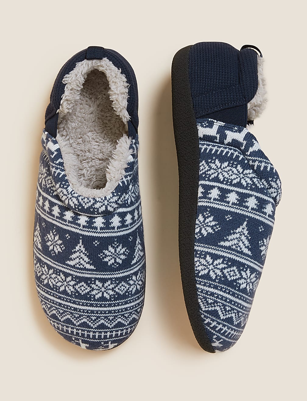Fair Isle Pattern Slippers with Freshfeet™