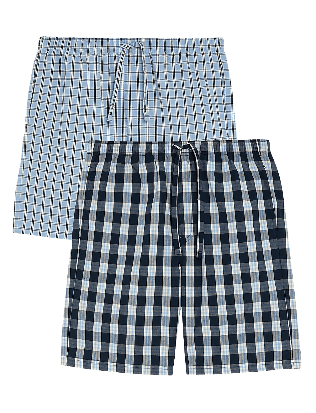 2pk Pure Cotton Checked Pyjama Shorts
