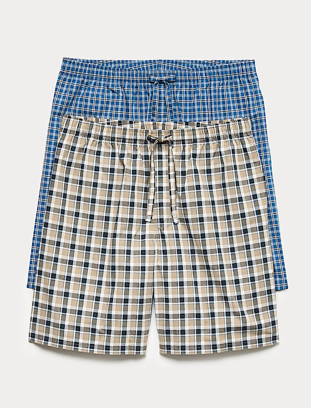 2 Pack Pure Cotton Checked Pyjama Shorts