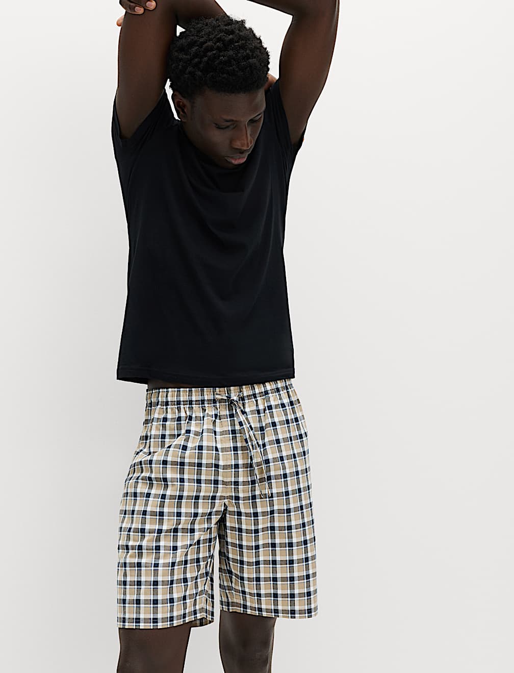 2 Pack Pure Cotton Checked Pyjama Shorts