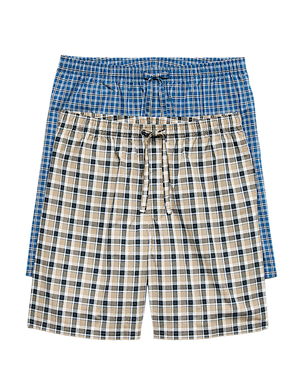 2 Pack Pure Cotton Checked Pyjama Shorts