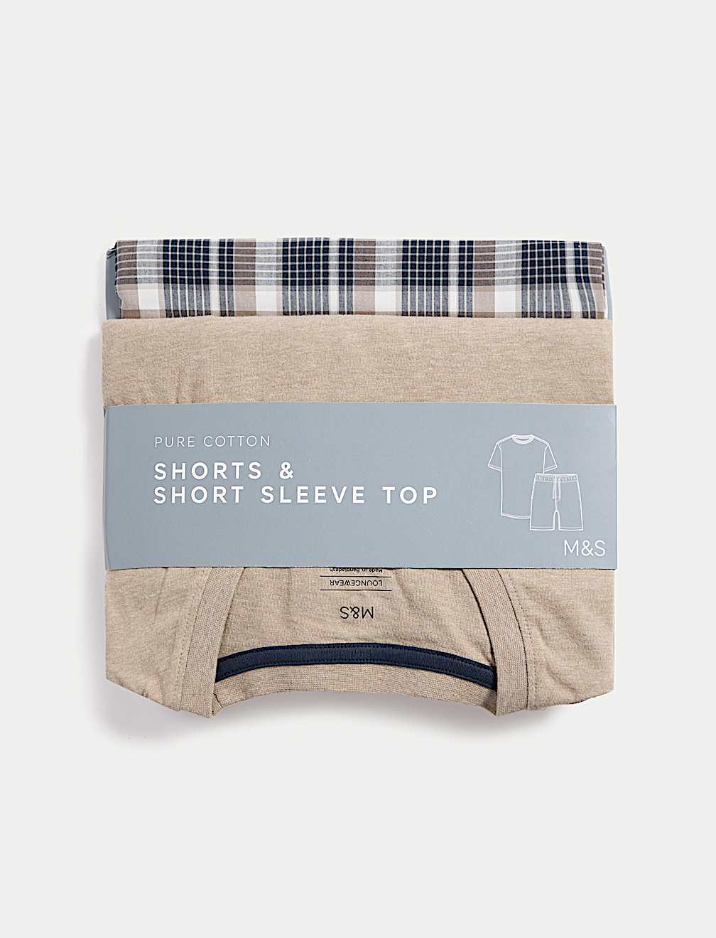 Pure Cotton Neutral Checked Pyjama Set