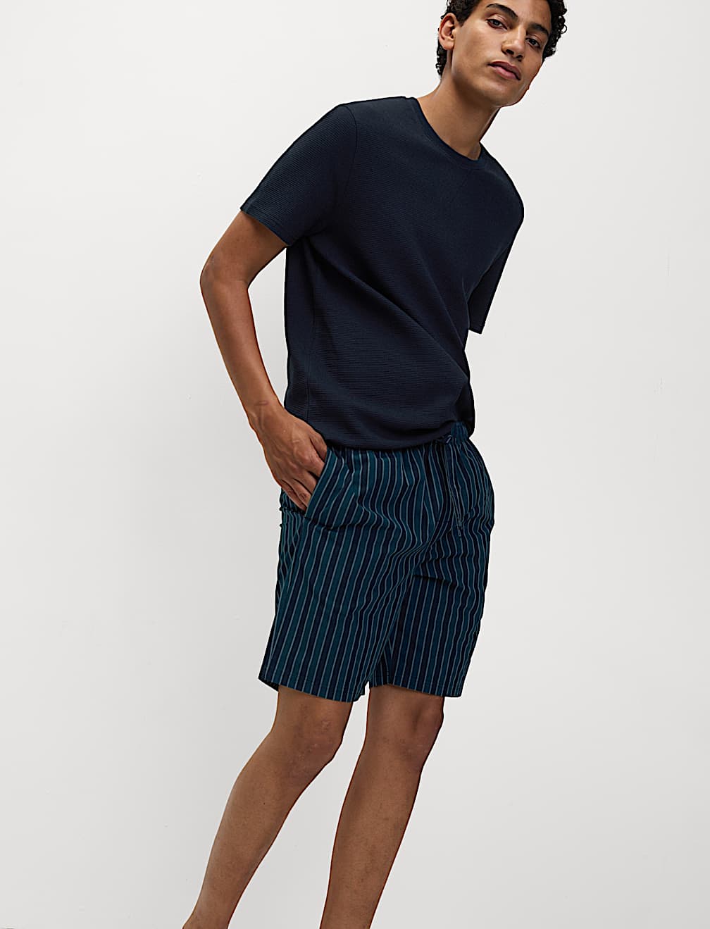 Pure Cotton Waffle Striped Pyjama Set