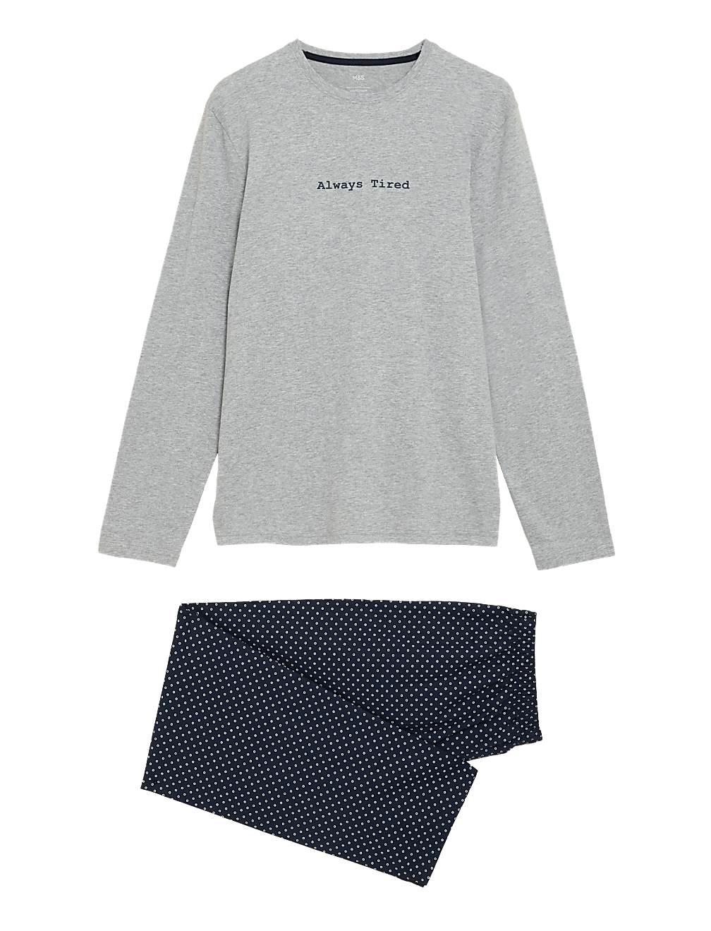 Pure Cotton Always Tired Slogan Pyjama Set