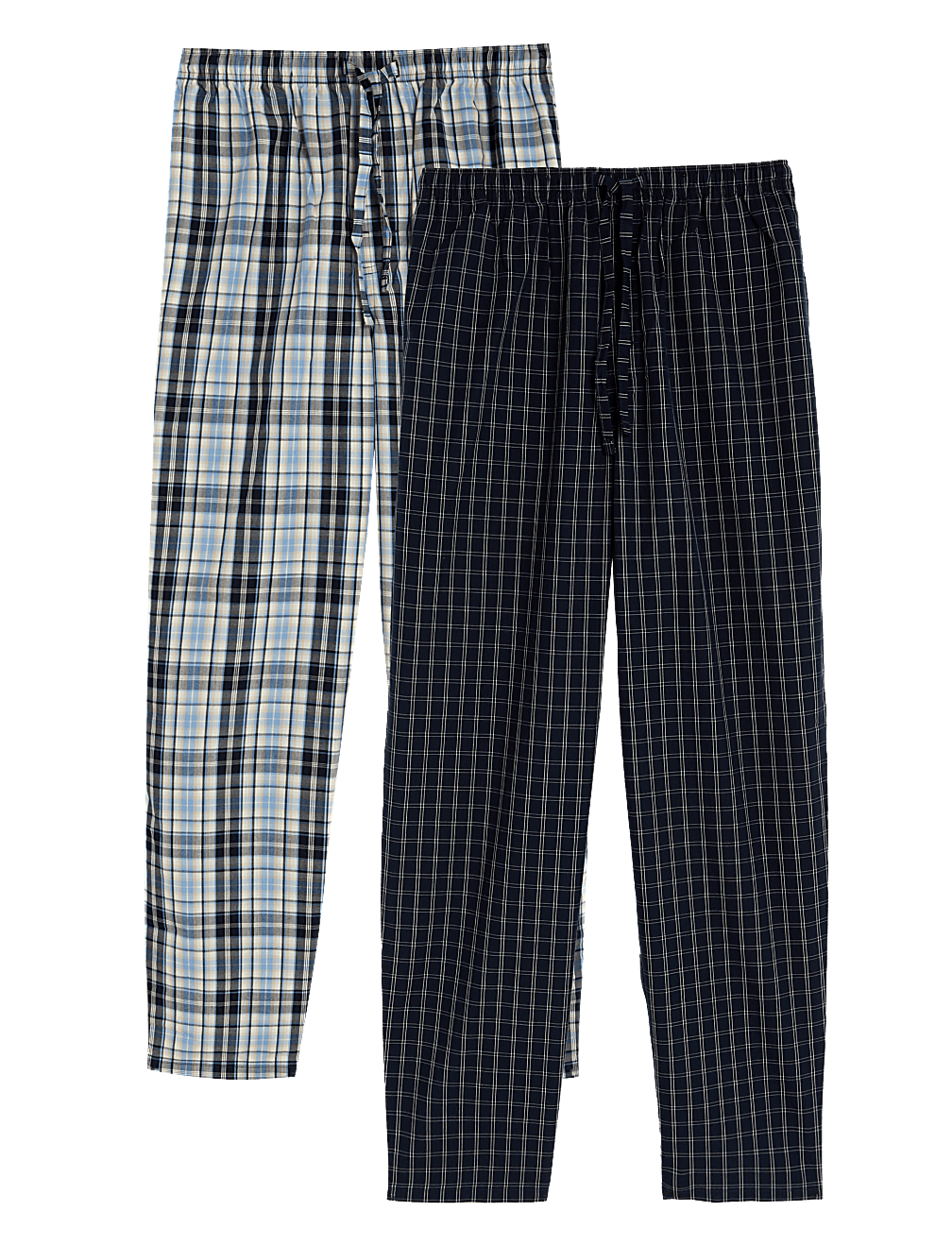 2pk Pure Cotton Checked Pyjama Bottoms