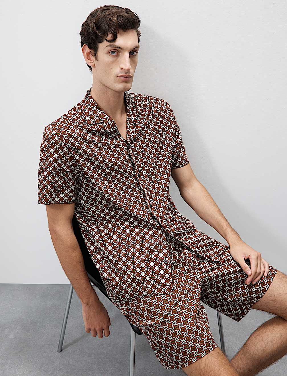 Cotton Rich Geometric Print Pyjama Top