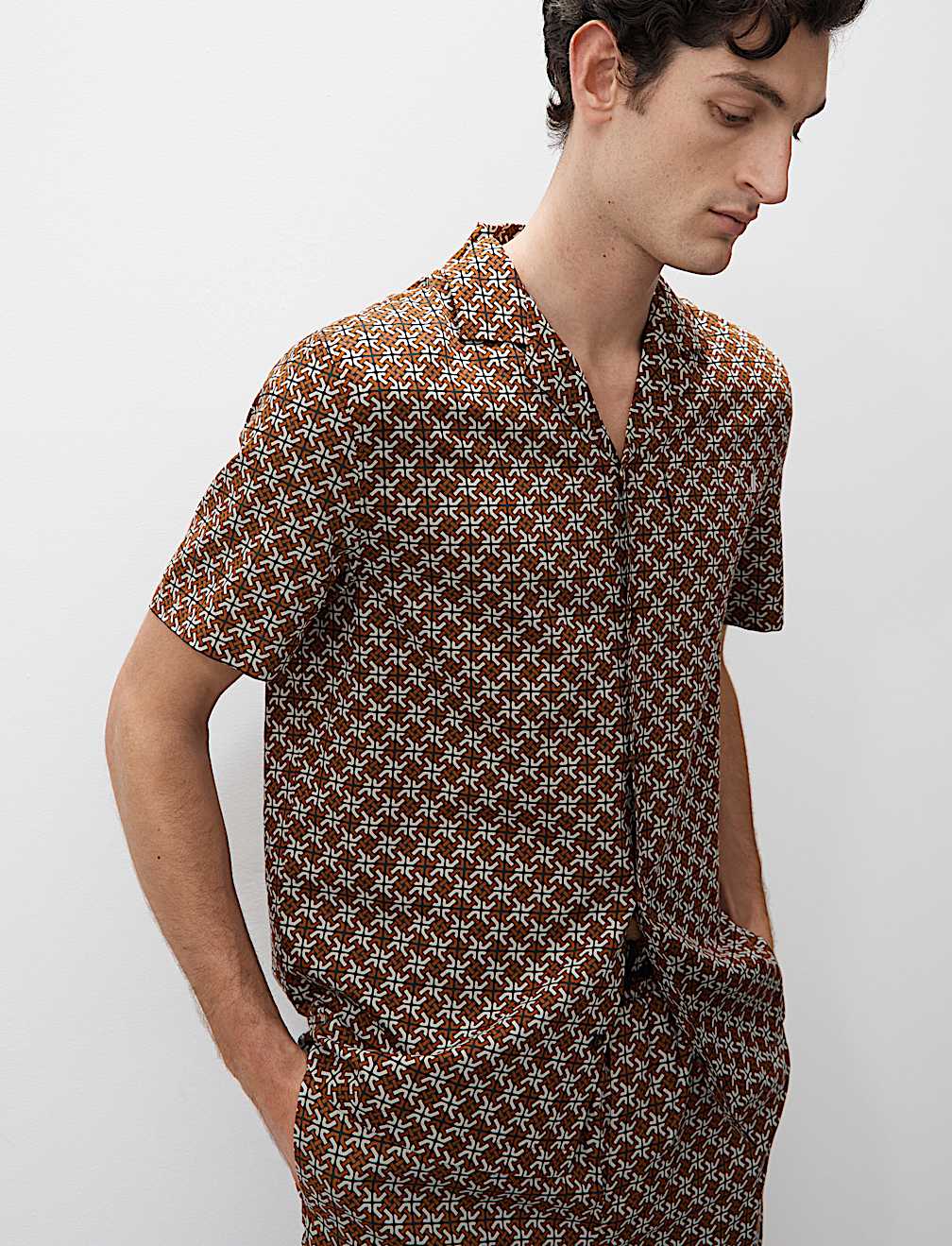 Cotton Rich Geometric Print Pyjama Top