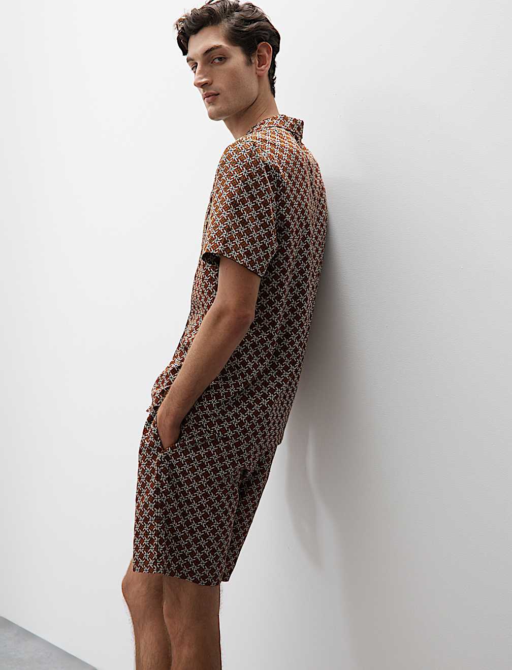 Cotton Rich Geometric Print Pyjama Top