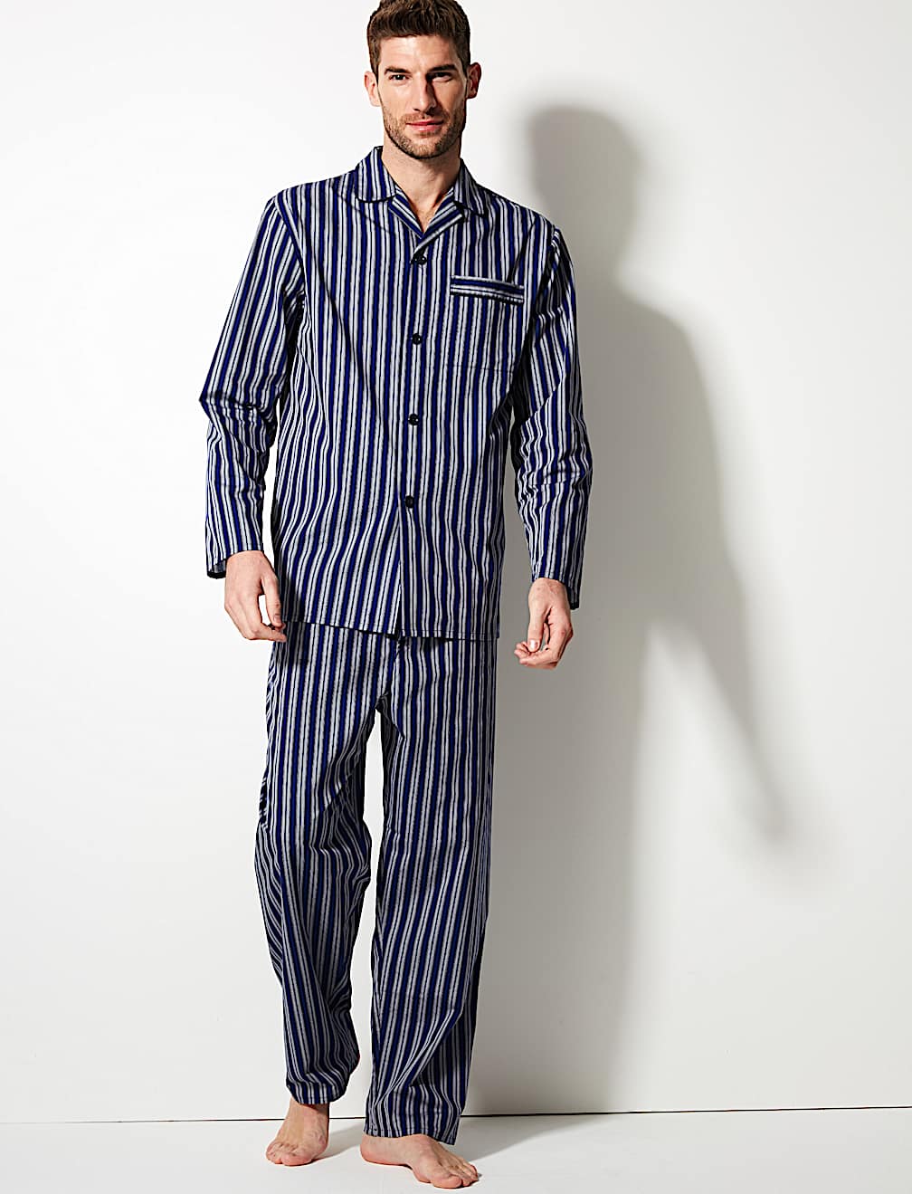 Cotton Blend Striped Pyjama Set