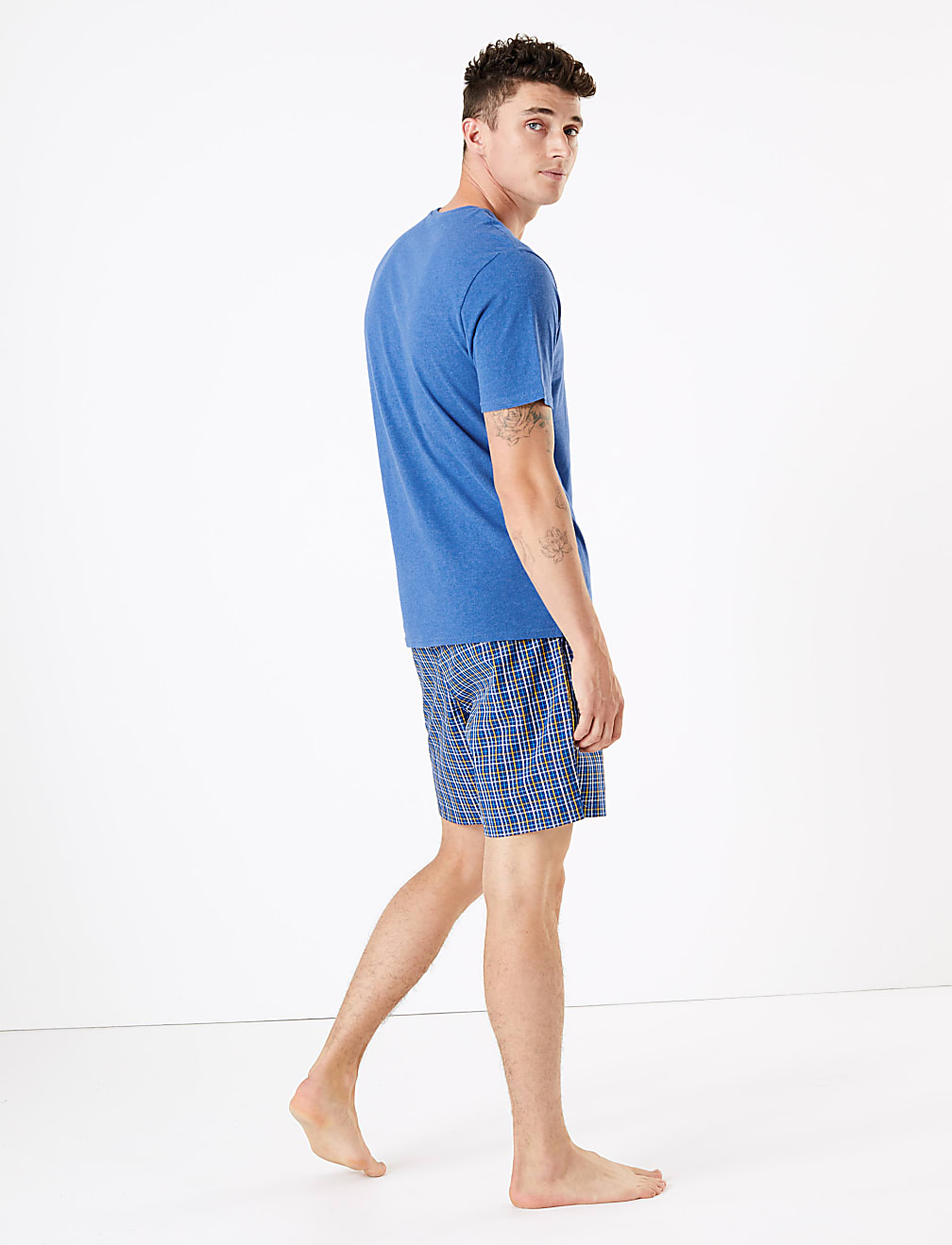 Cotton Mini Checked Pyjama Shorts Set
