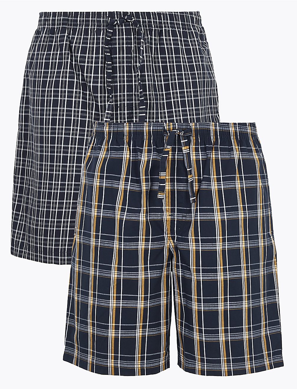 2 Pack Cotton Checked Pyjama Shorts