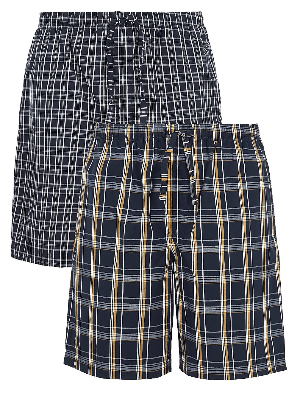 2 Pack Cotton Checked Pyjama Shorts