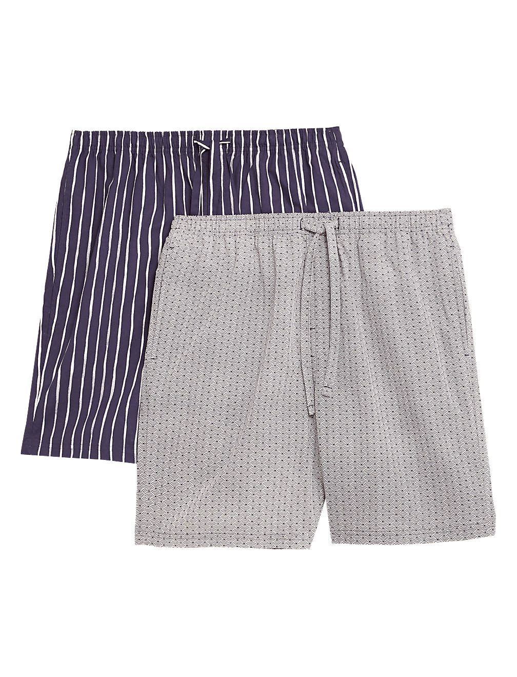 2 Pack Pure Cotton Printed Pyjama Shorts