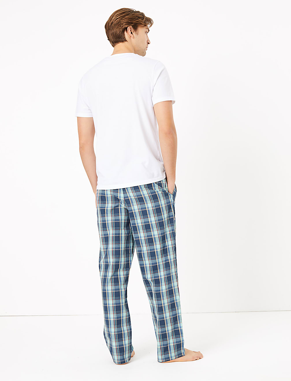 2 Pack Pure Cotton Checked Pyjama Bottoms