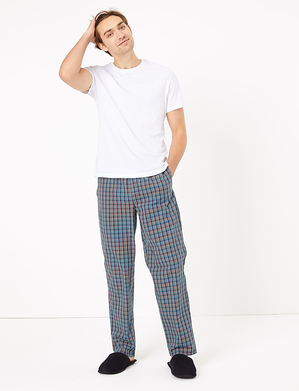 2 Pack Pure Cotton Checked Pyjama Bottoms