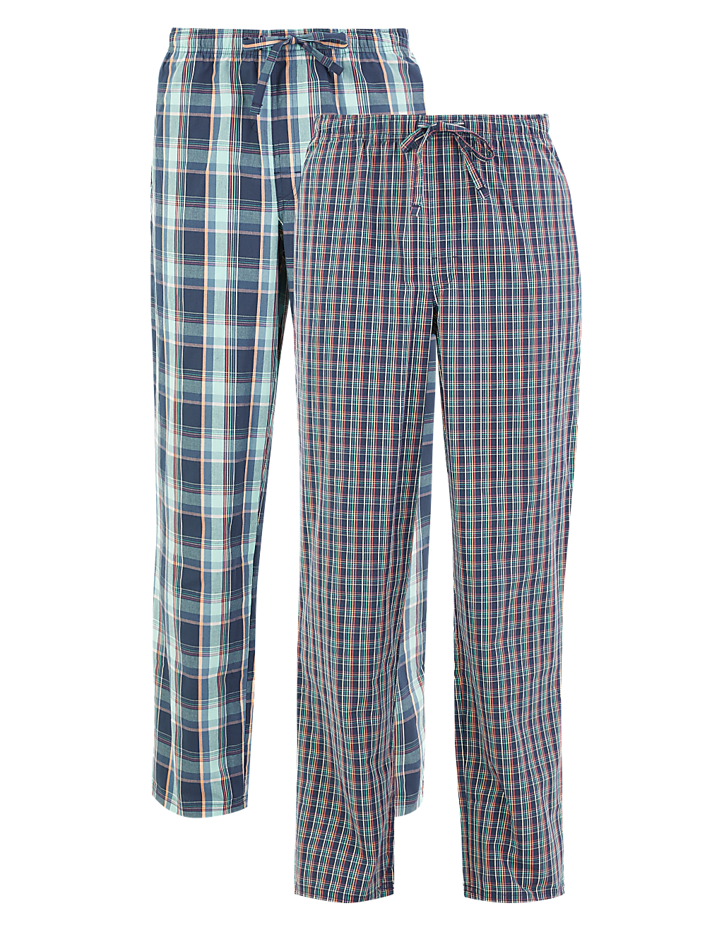 2 Pack Pure Cotton Checked Pyjama Bottoms