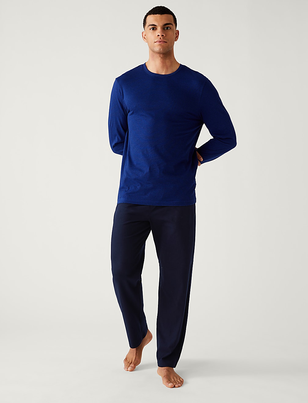 Pure Cotton Striped Crew Neck Pyjama Set