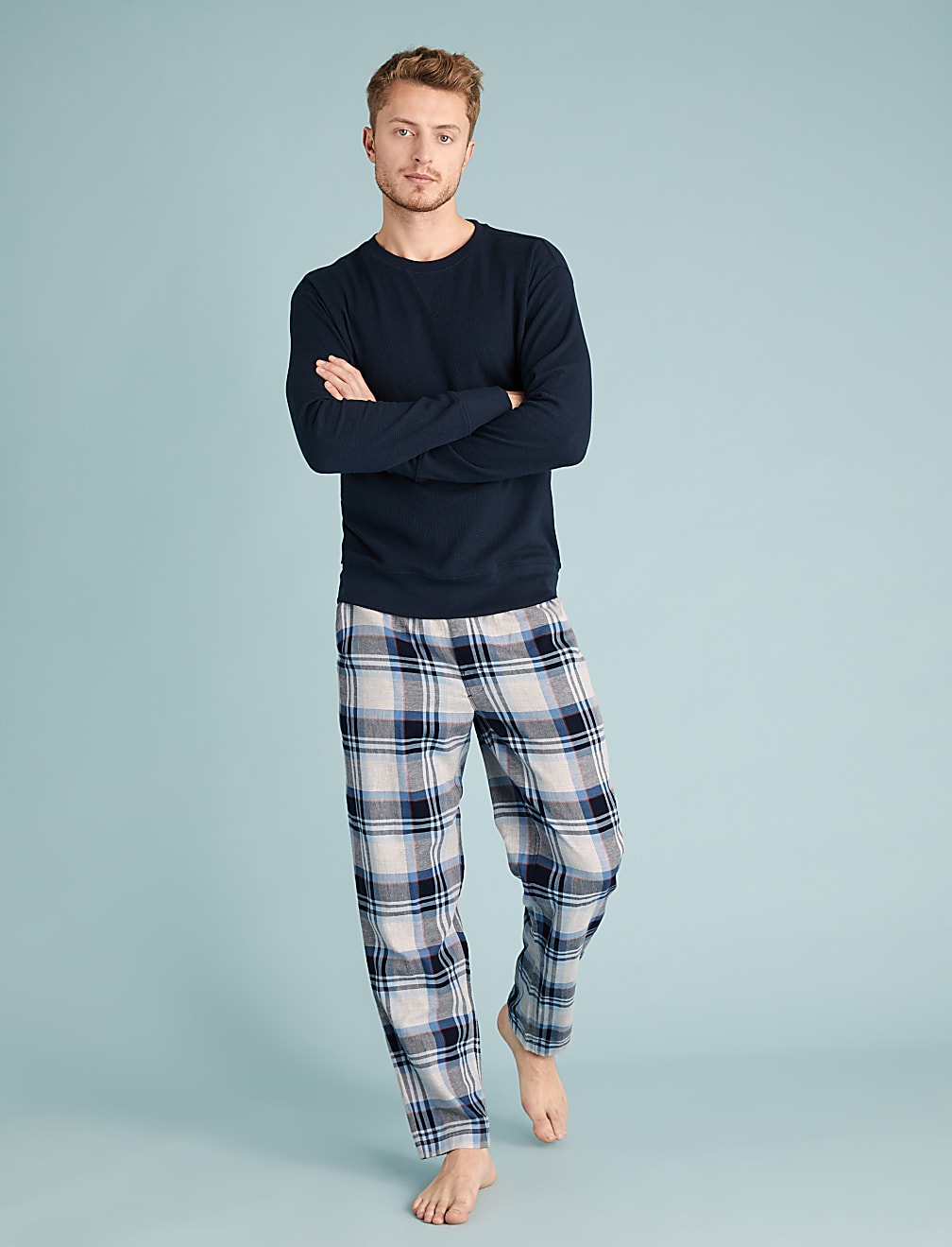 Pure Cotton Checked Pyjama Bottoms