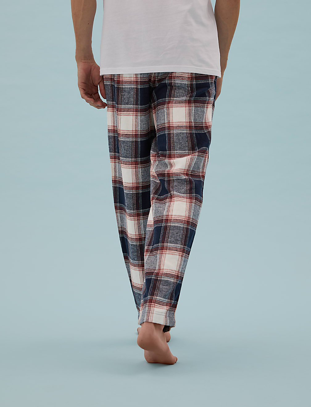 Brushed Cotton Checked Loungewear Bottoms