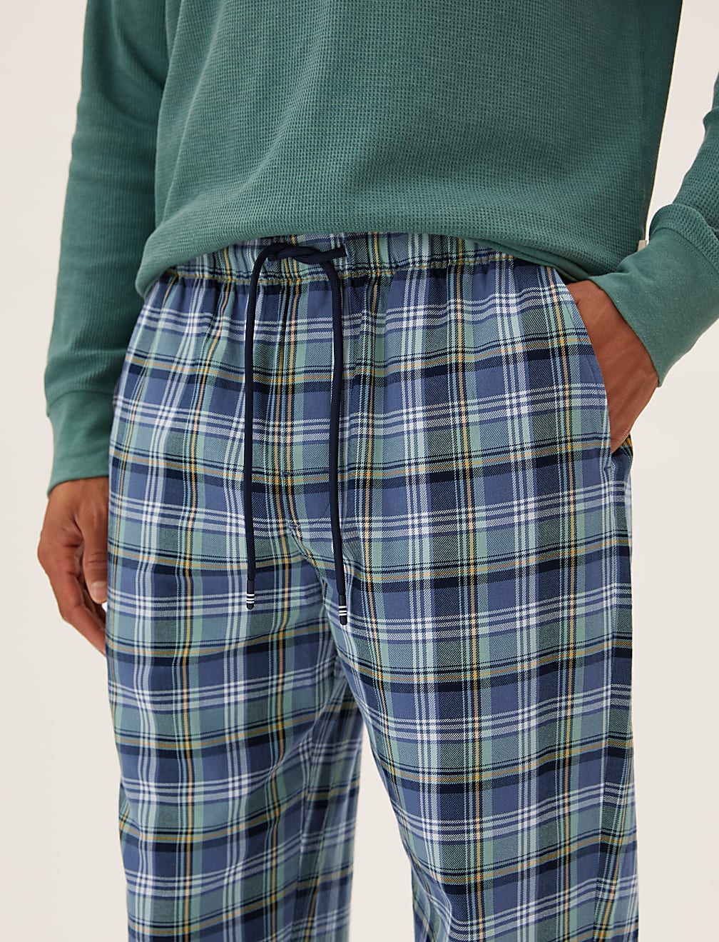 Pure Cotton Checked Loungewear Bottoms