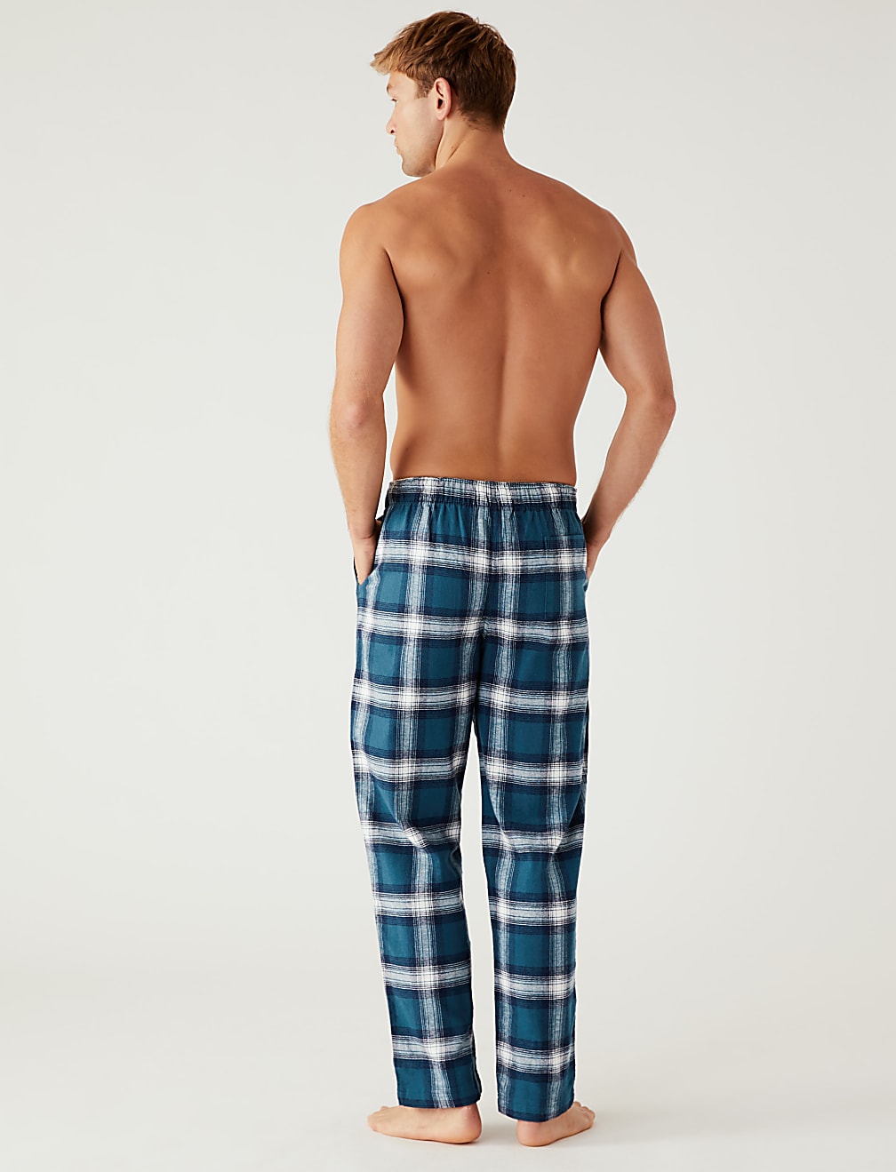 Brushed Cotton Checked Loungewear Bottoms