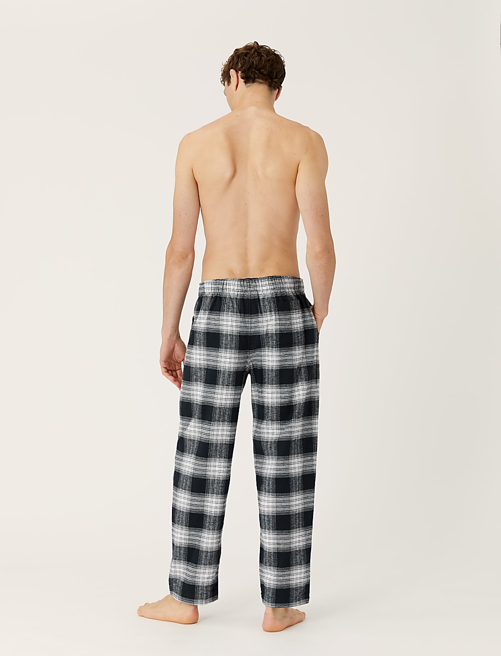 Brushed Cotton Checked Loungewear Bottoms