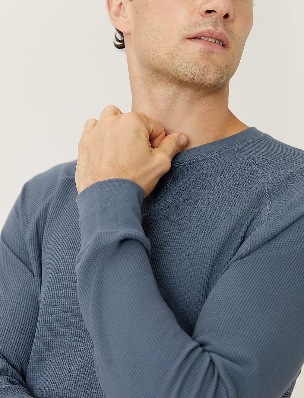 Cotton Blend Waffle Loungewear Top