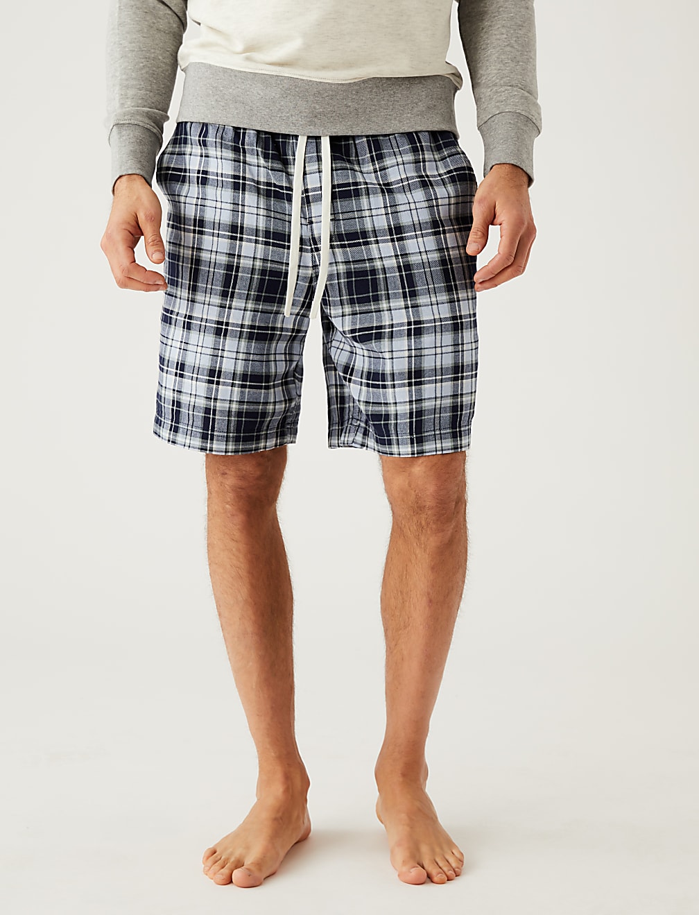 Pure Cotton Checked Loungewear Shorts
