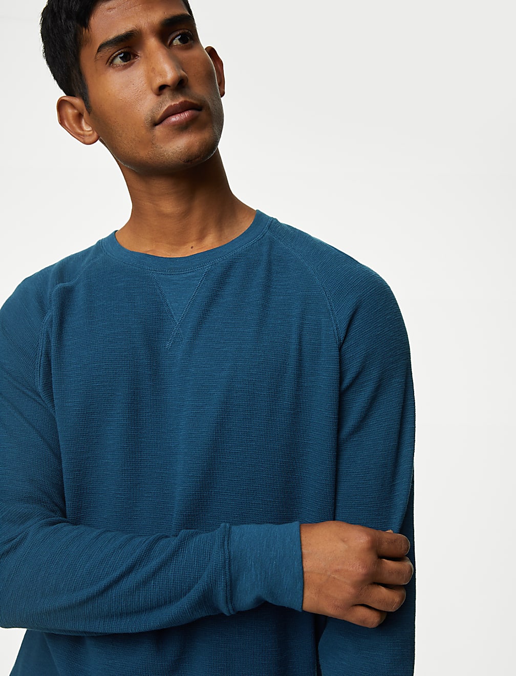 Pure Cotton Waffle Loungewear Sweatshirt