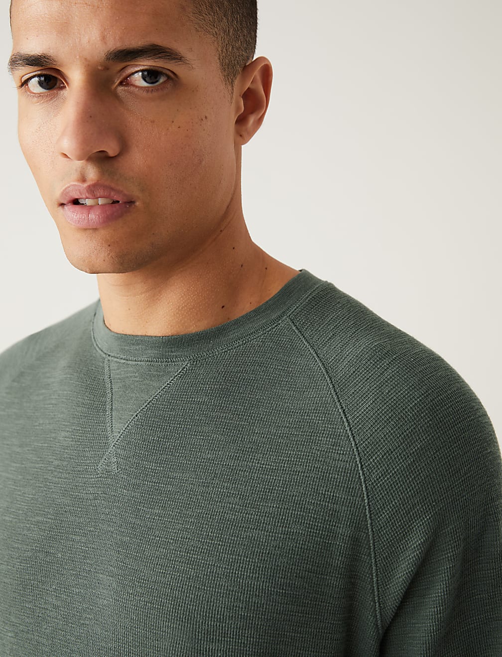 Pure Cotton Waffle Loungewear Sweatshirt