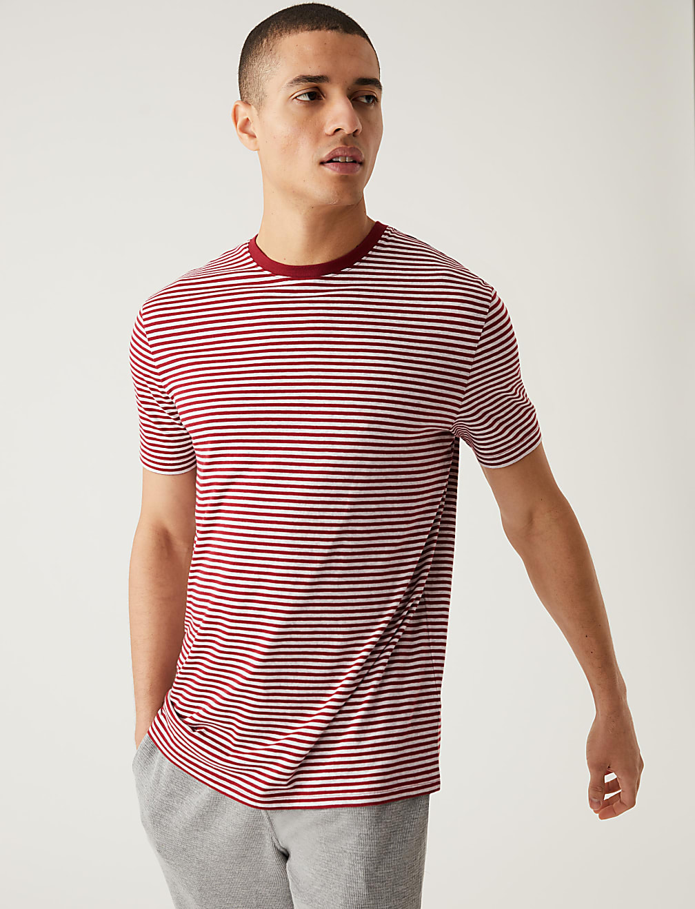 Pure Cotton Striped Loungewear Top
