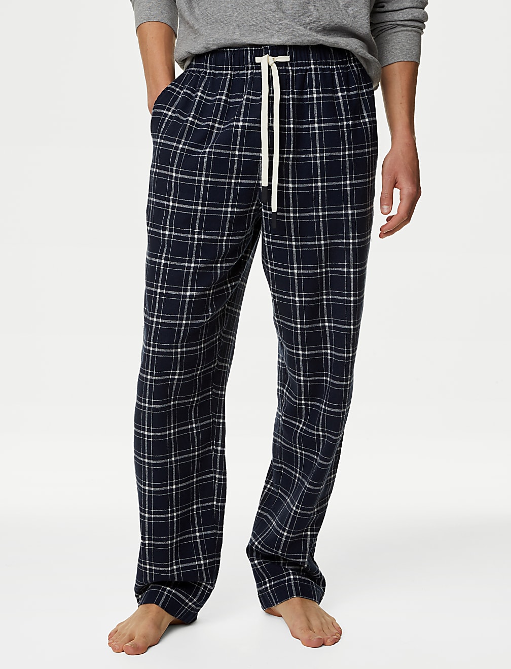 Brushed Cotton Checked Loungewear Bottoms