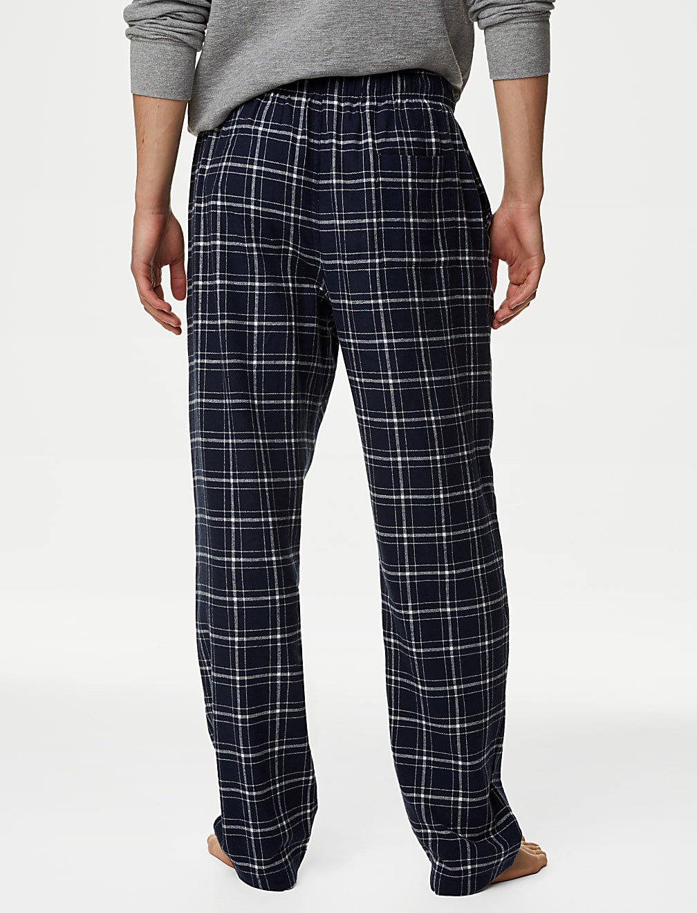 Brushed Cotton Checked Loungewear Bottoms