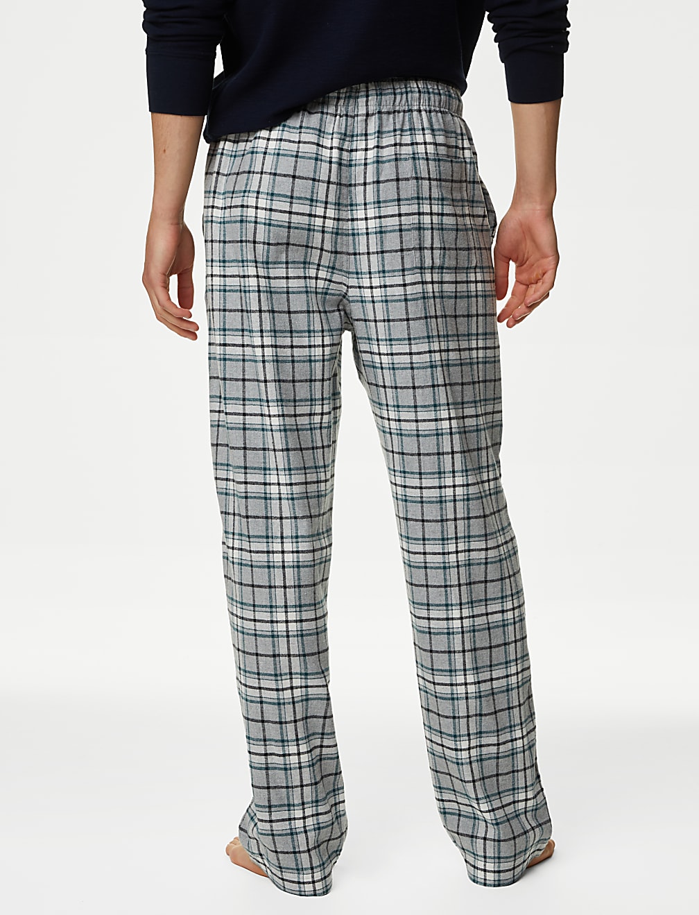 Brushed Cotton Checked Loungewear Bottoms