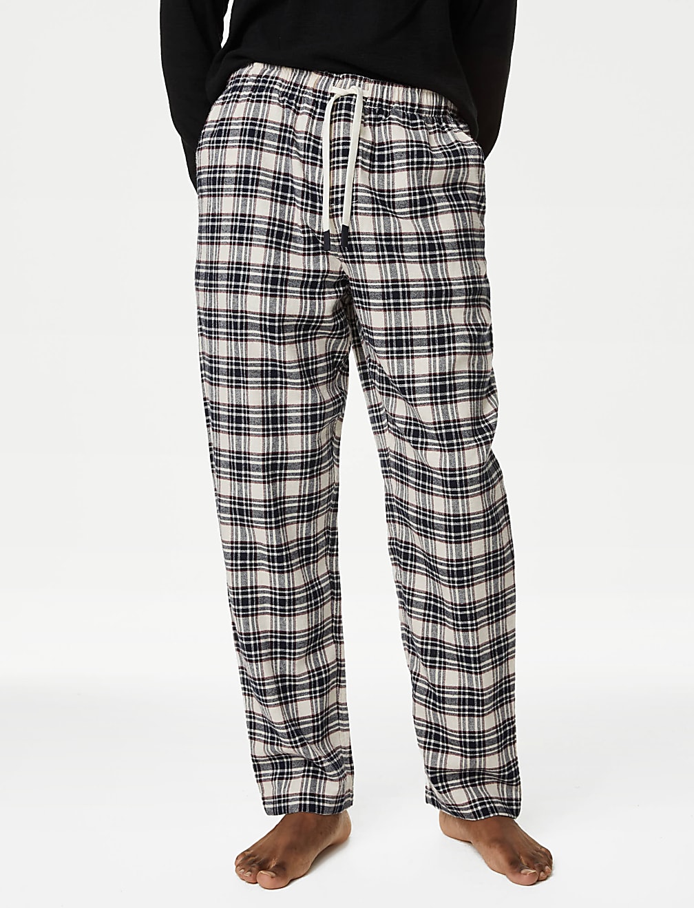 Brushed Cotton Checked Loungewear Bottoms